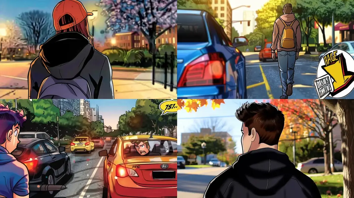 Dynamic Urban Illustrations with Comic Inspiration - Midjourney sref style