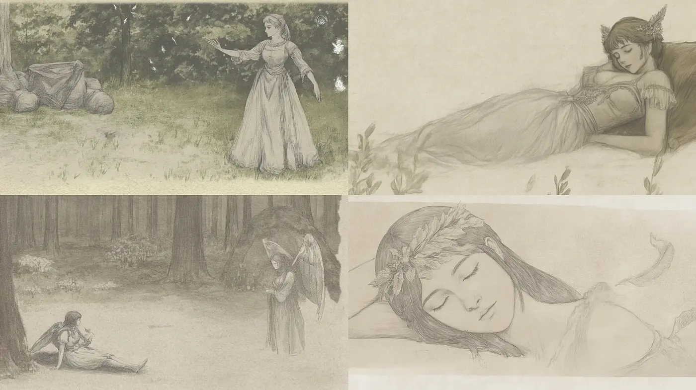 Ethereal Monochromatic Storybook Illustrations - Midjourney sref style
