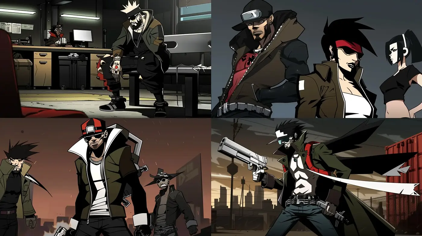 Gritty Urban Anime-Inspired Illustrative Fusion - Midjourney sref style
