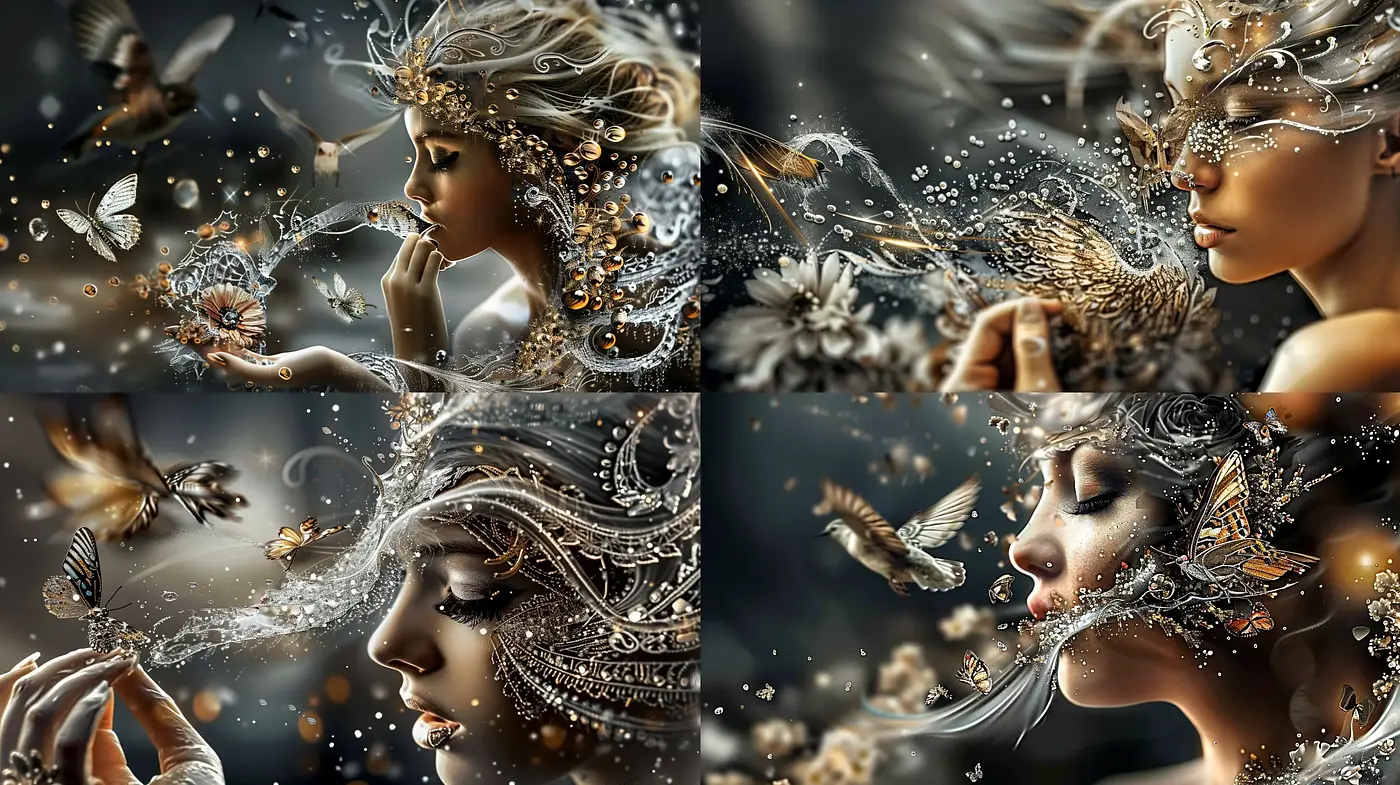 Ornate Baroque Ethereality: A Fusion of Digital Artistry and Fantasy Elegance - Midjourney sref style