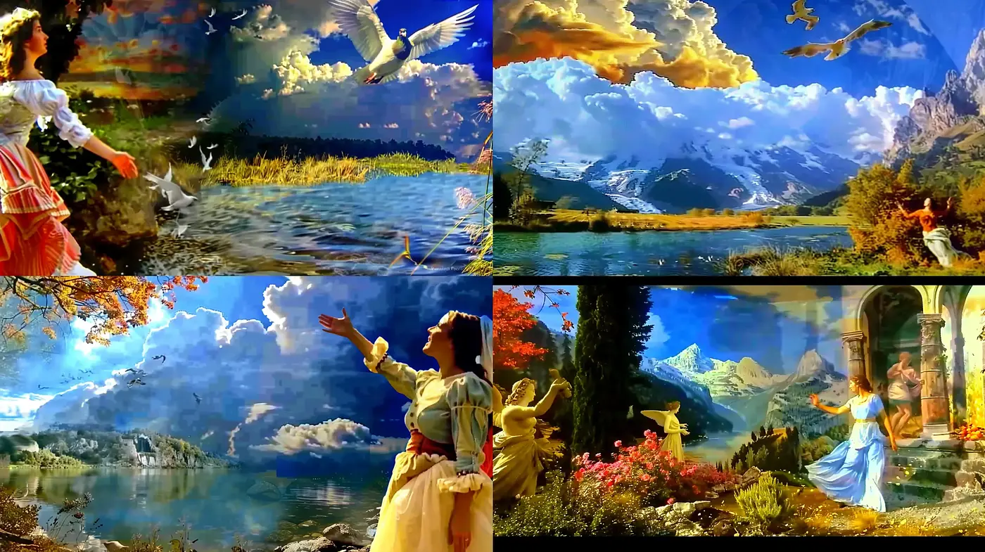 Panoramic Romantic Landscapes with Ethereal Glow - Midjourney sref style