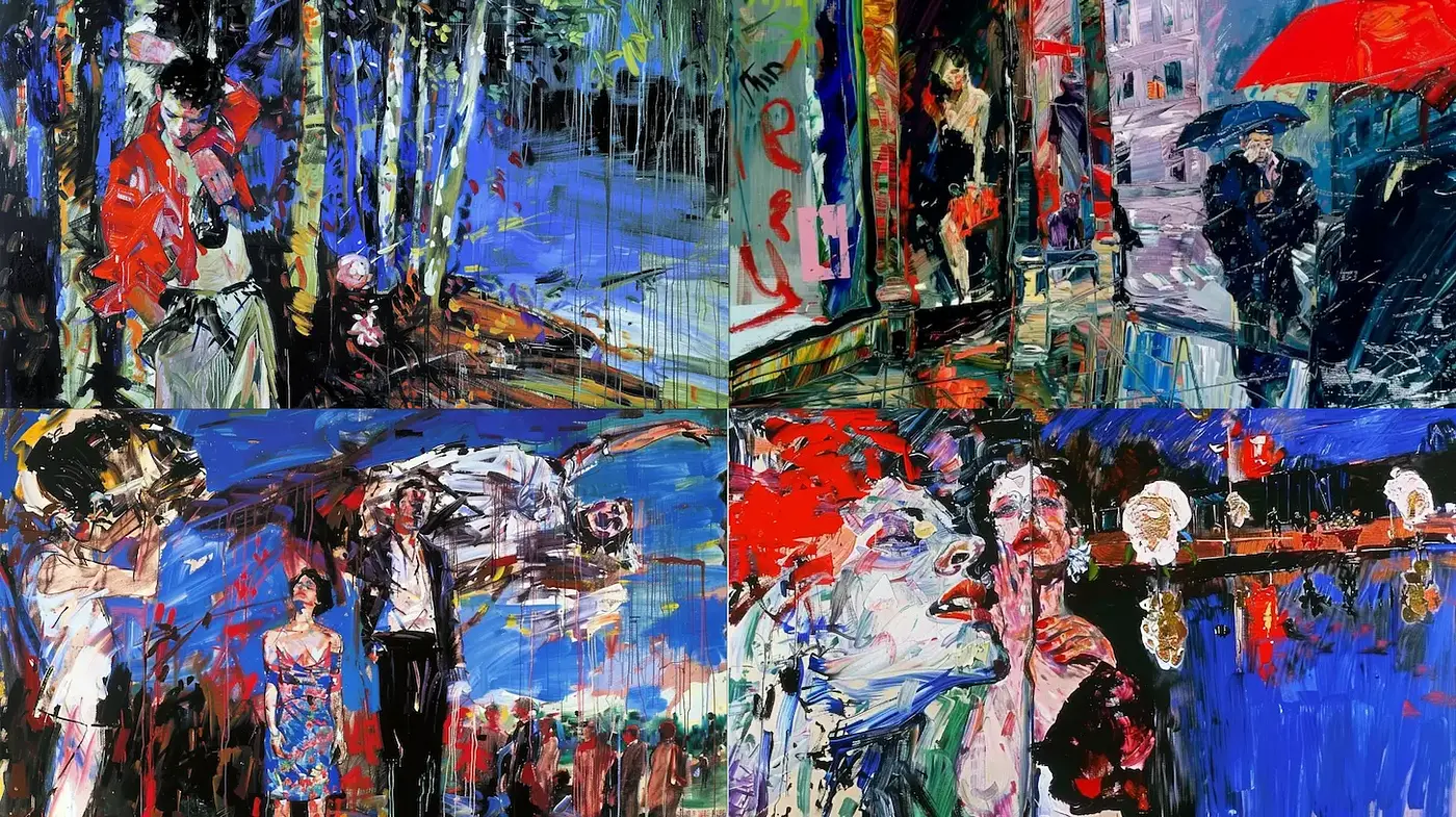 Dynamic and Vivid Impressionistic Artwork with Strong Emotional Undertones - Midjourney sref style