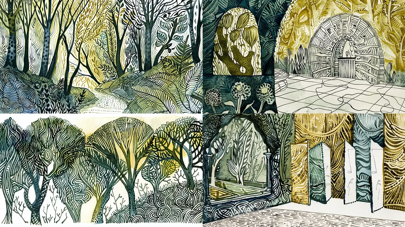 Enchanted Forest Whimsy: An Artistic Merging of Nature and Fantasy - Midjourney sref style