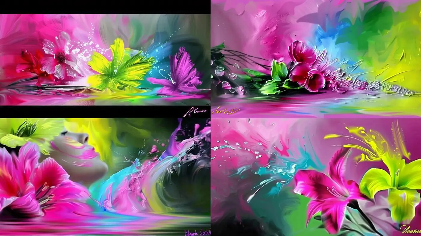 Vibrant Floral Symphony in Abstract Expressionism - Midjourney sref style