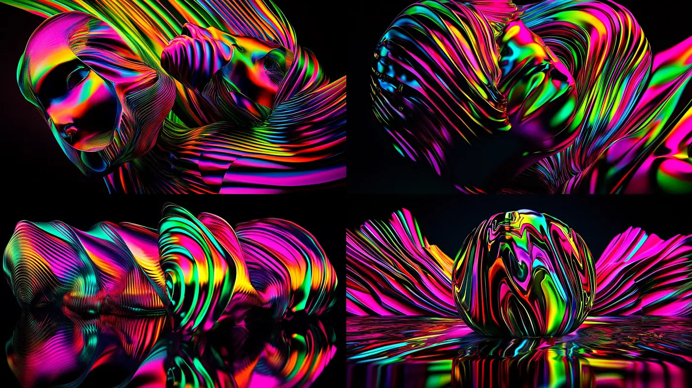 Neon Contours and Liquid Luminance: A Vivid Synesthetic Experience - Midjourney sref style