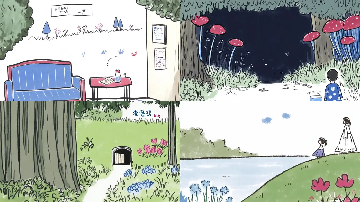 Serene Ghibli-esque Vignettes with Pastel Palette - Midjourney sref style