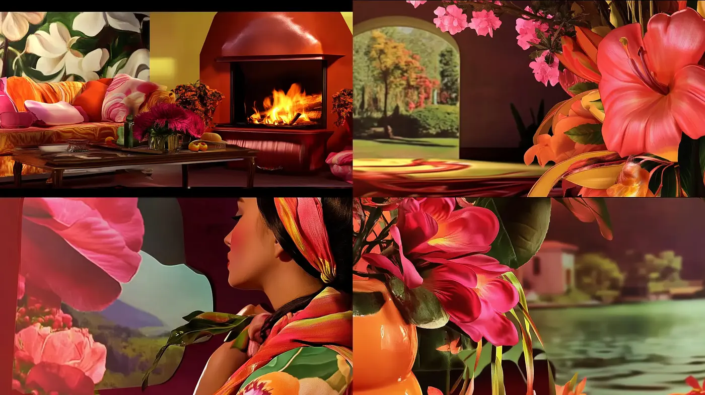 Warm Hues and Blooming Vitality: A Harmonious Intersection of Nature and Comfort - Midjourney sref style