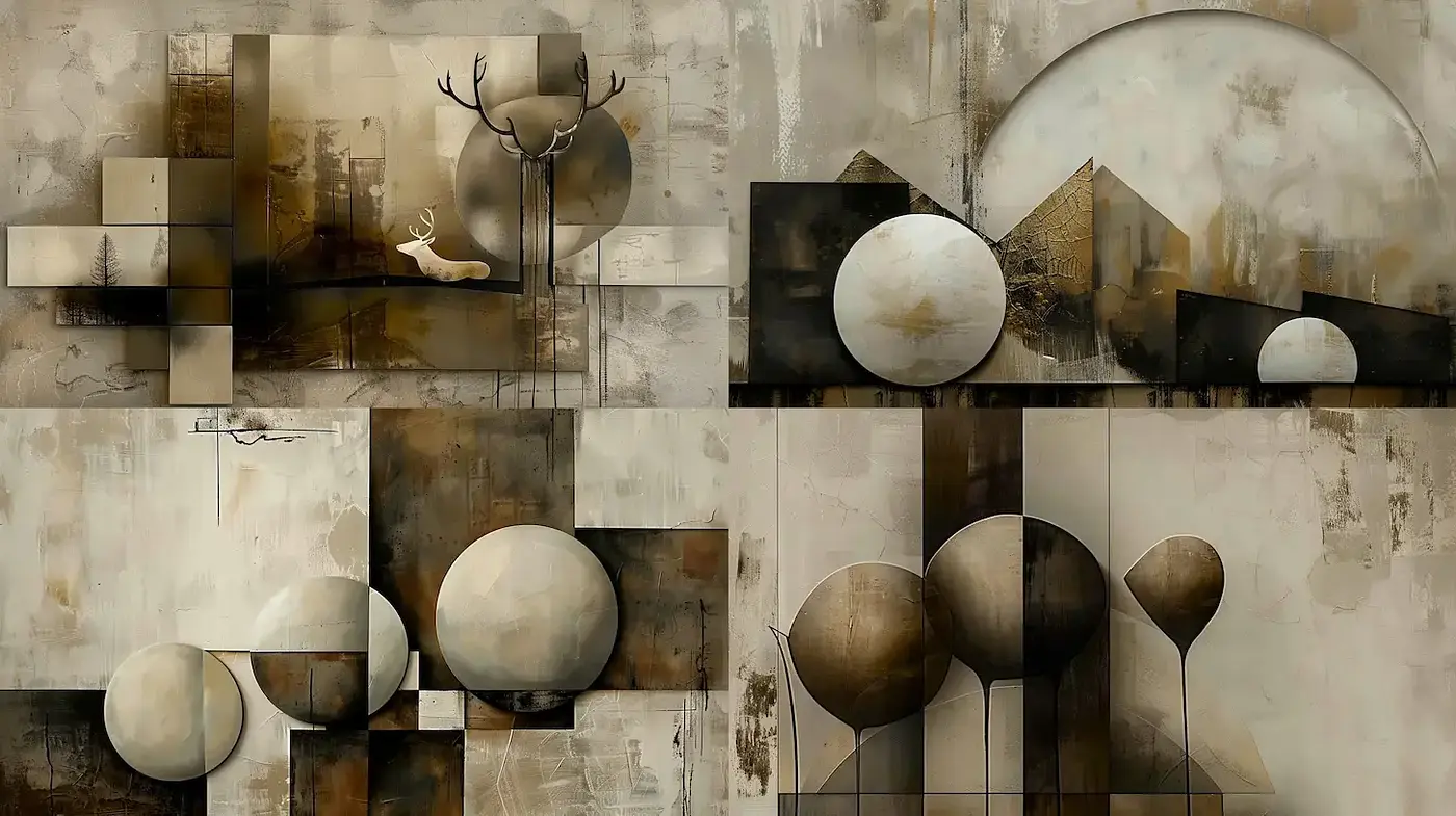 Abstract Geometric Harmony in Earthy Tones - Midjourney sref style