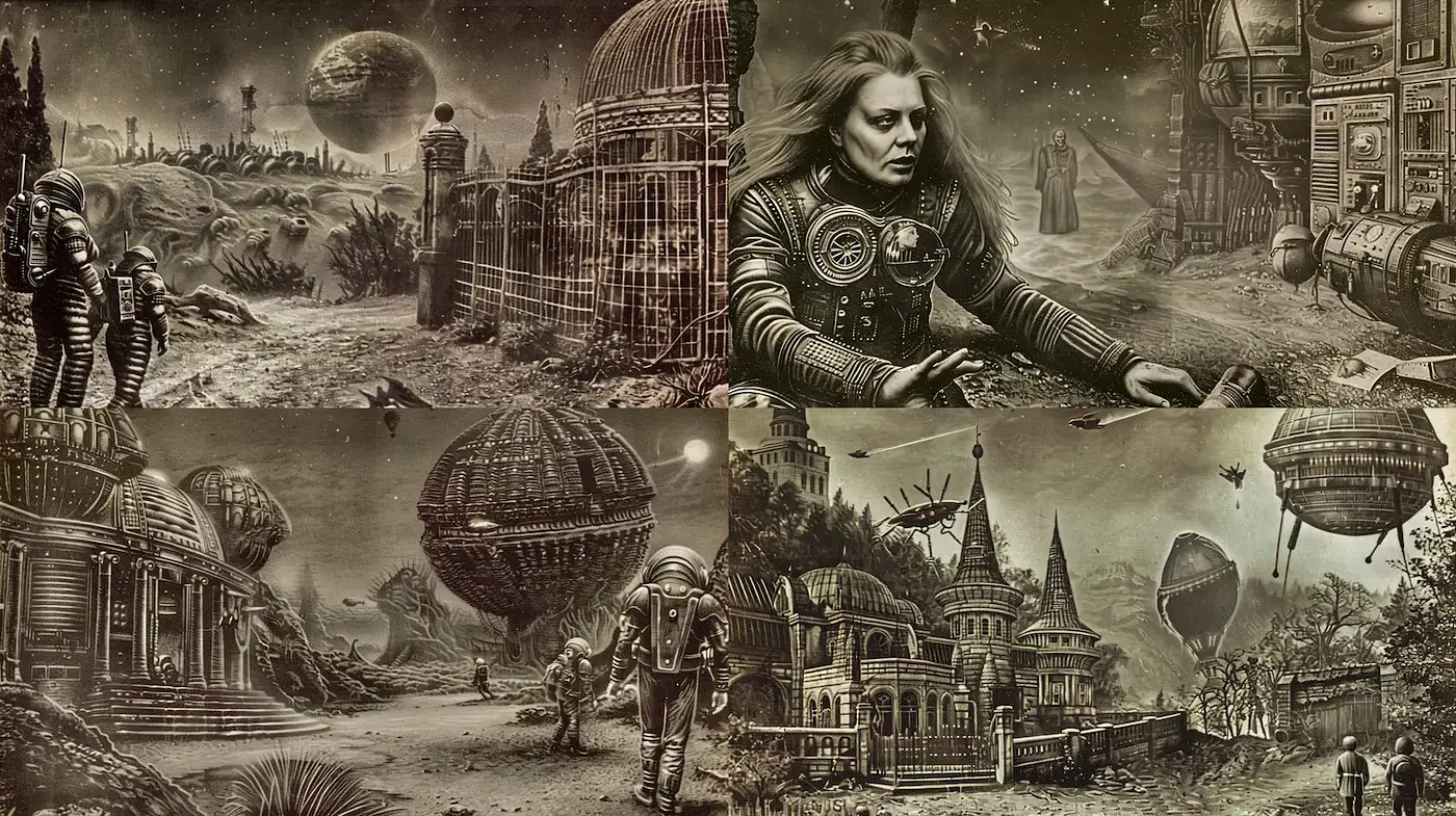 Futuristic Vintage Aesthetic with Steampunk Influences - Midjourney sref style