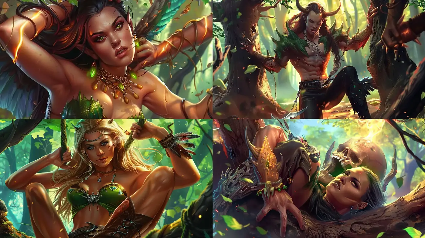 Enchanted Forest Fantasy with Rich, Luminous Coloration - Midjourney sref style