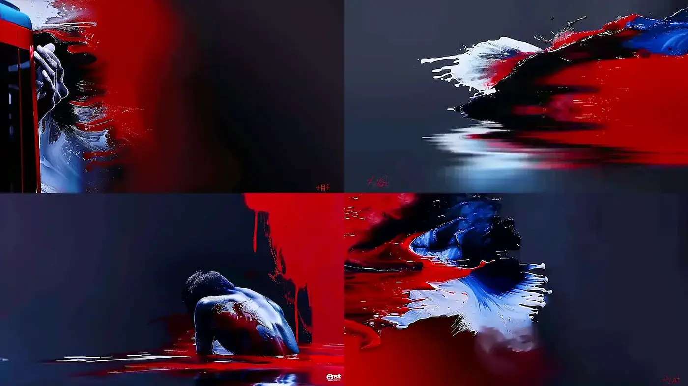 Visceral and Dynamic Abstract Composition with a Bold Aesthetic - Midjourney sref style