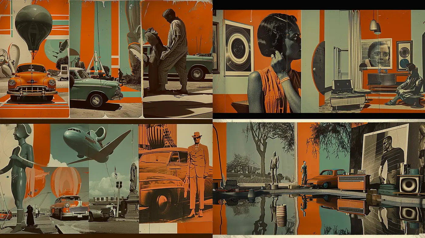 Retrofuturistic Harmony: A Nostalgic Echo of Mid-Century Modern Aesthetics - Midjourney sref style