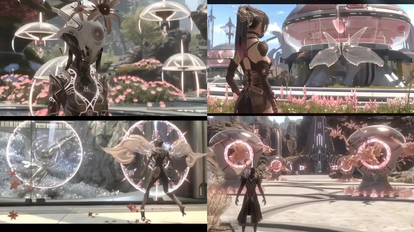 Futuristic Elegance in Ethereal Garden: A Consistent Vision of Sci-Fi Fantasy - Midjourney sref style