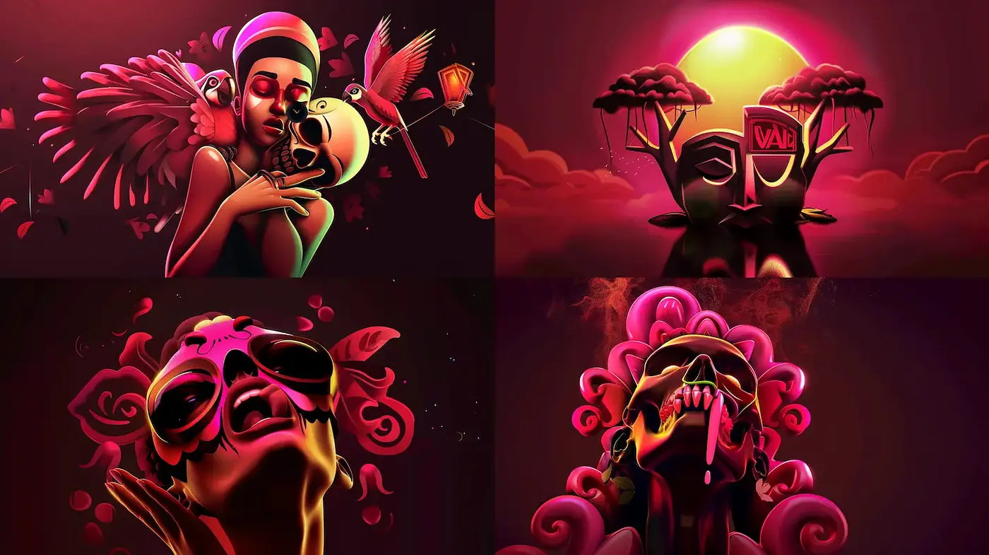Vibrant and Surreal Illustrations with a Bold Emotional Essence - Midjourney sref style