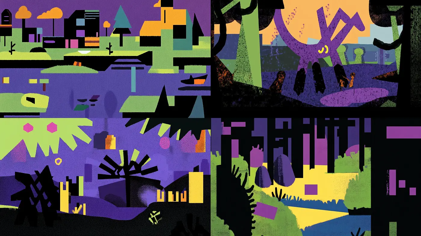 Abstract Expressionist Nightscape Fusion - Midjourney sref style