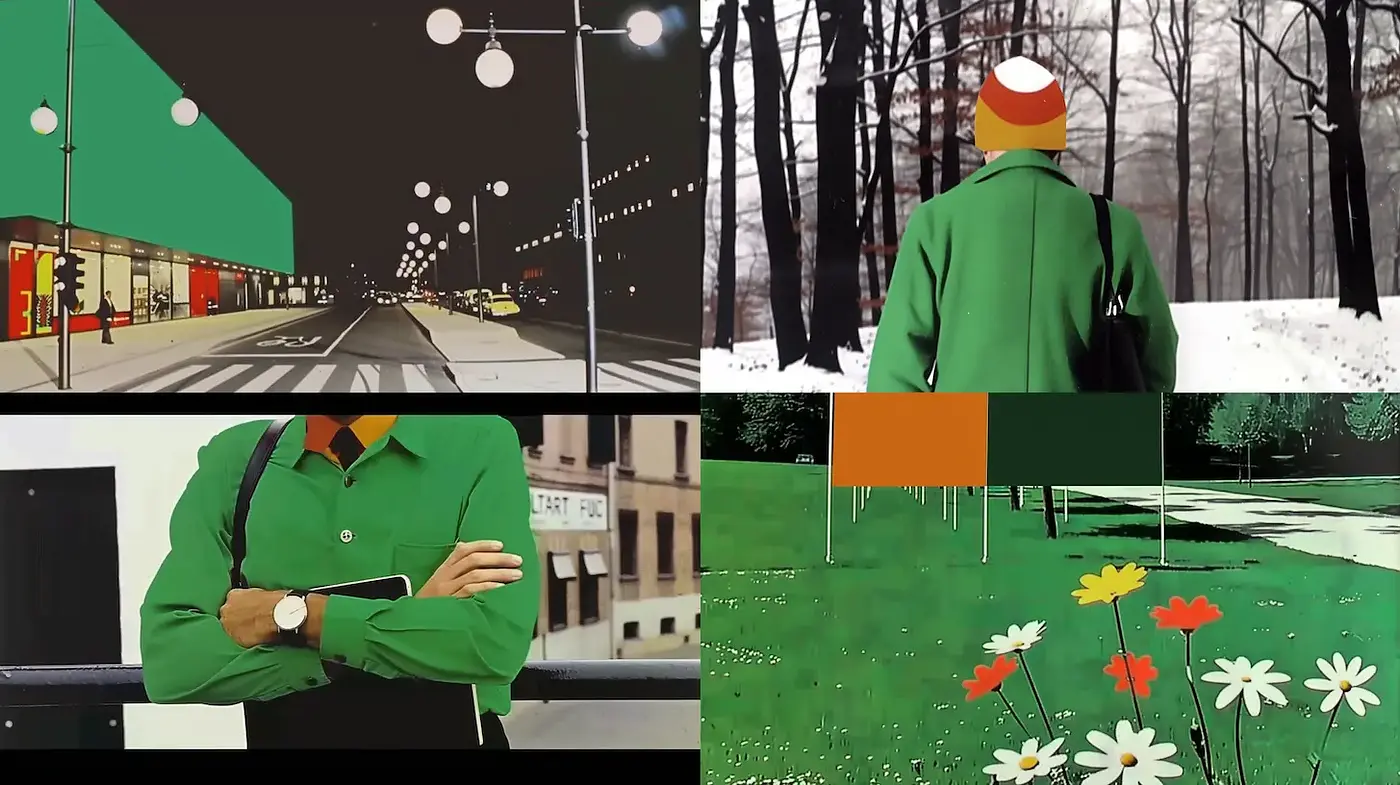 Vibrant contemporary scenes infused with graphic elements and a playful approach - Midjourney sref style