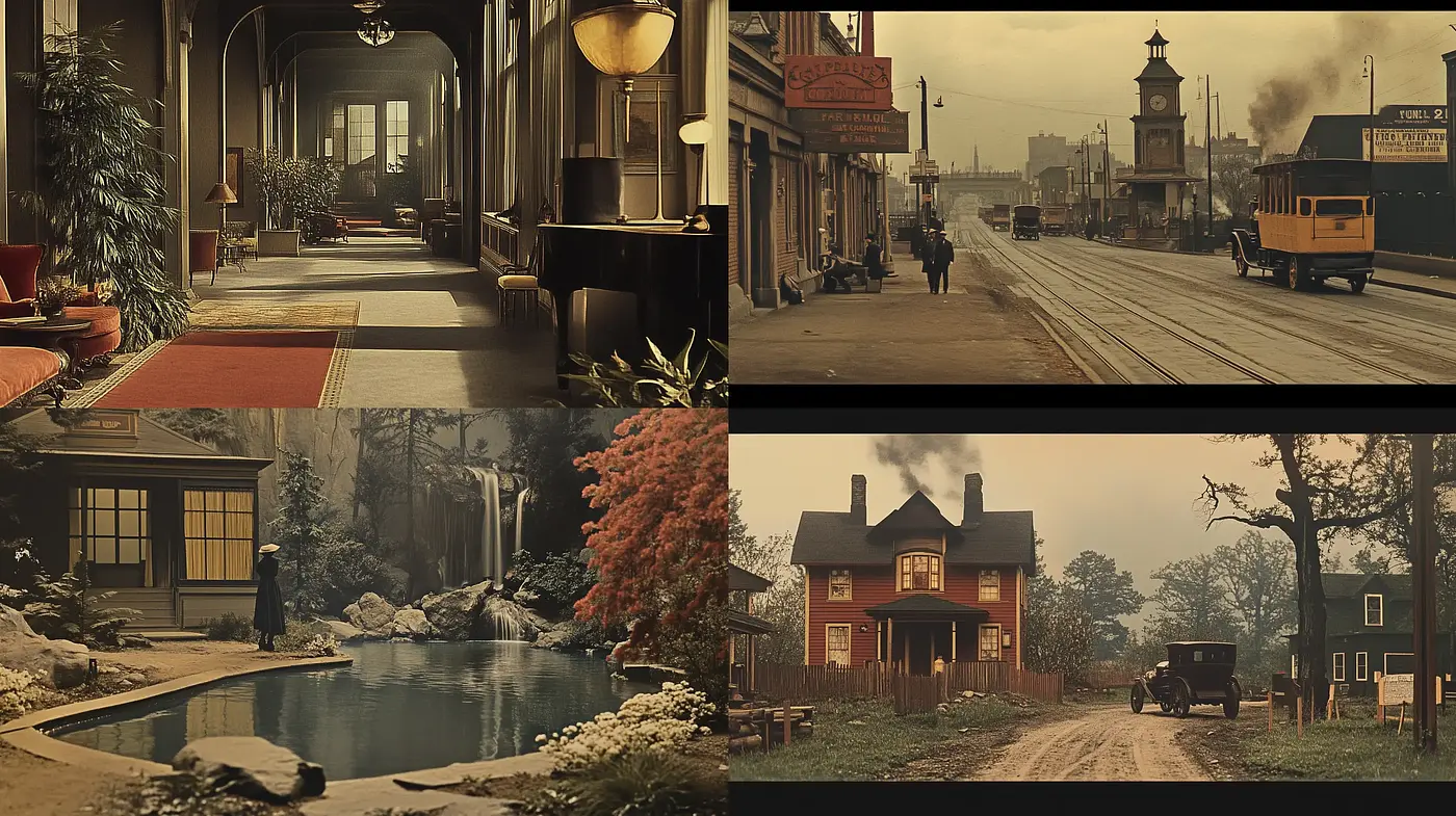Amber-Toned Nostalgic Epochs in Harmonious Composition - Midjourney sref style