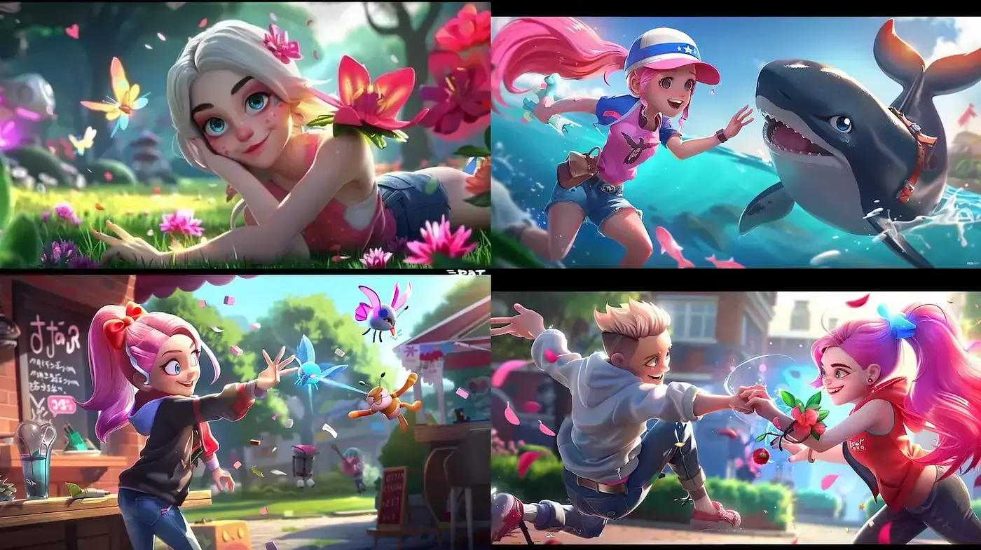 Whimsical and Playful Digital Illustrations with 3D Rendered Aesthetics - Midjourney sref style