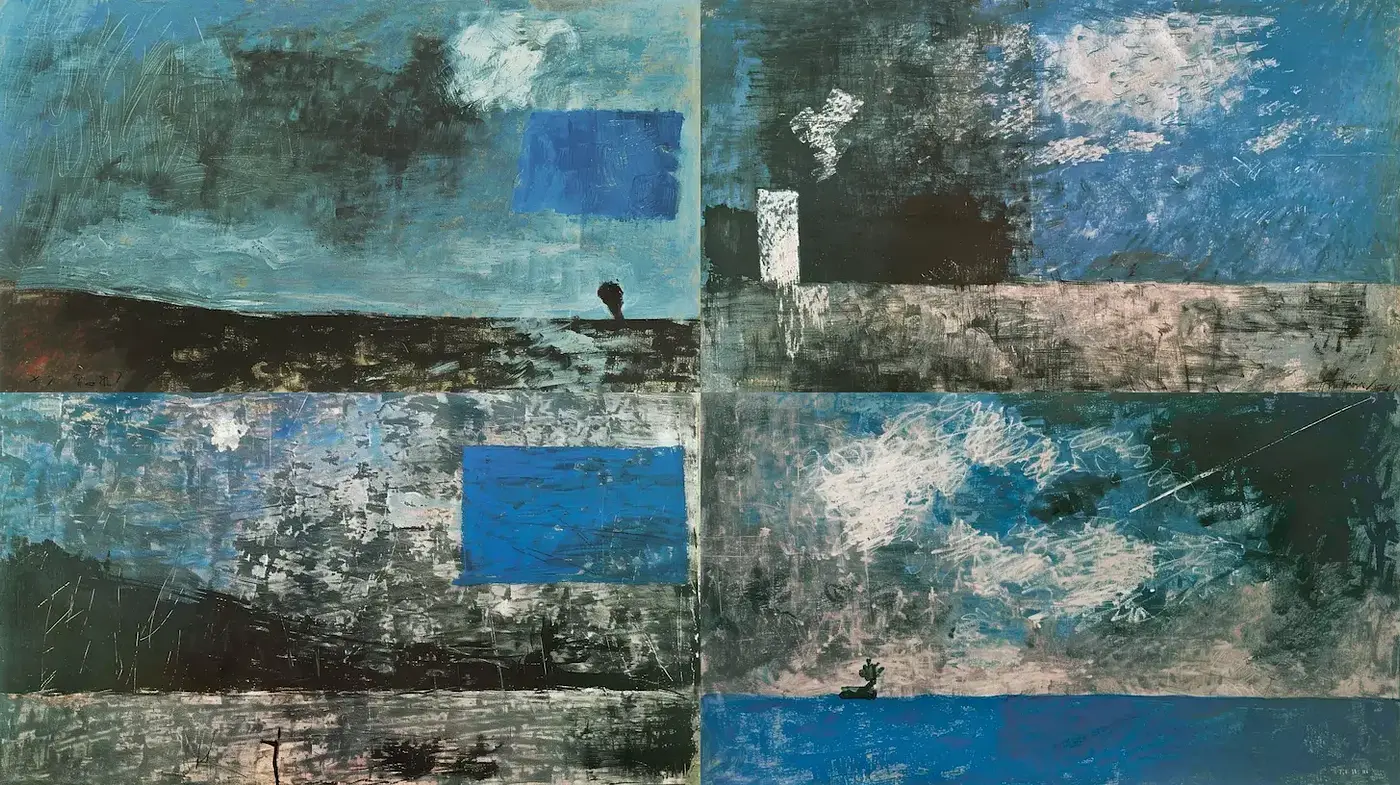Abstract Landscape with Variegated Textures and Dreamy Atmosphere - Midjourney sref style