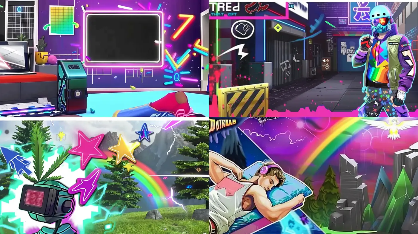 Electric Synthwave Dreams: A Fusion of Retrofuturistic Vibrance and Digital Nostalgia - Midjourney sref style