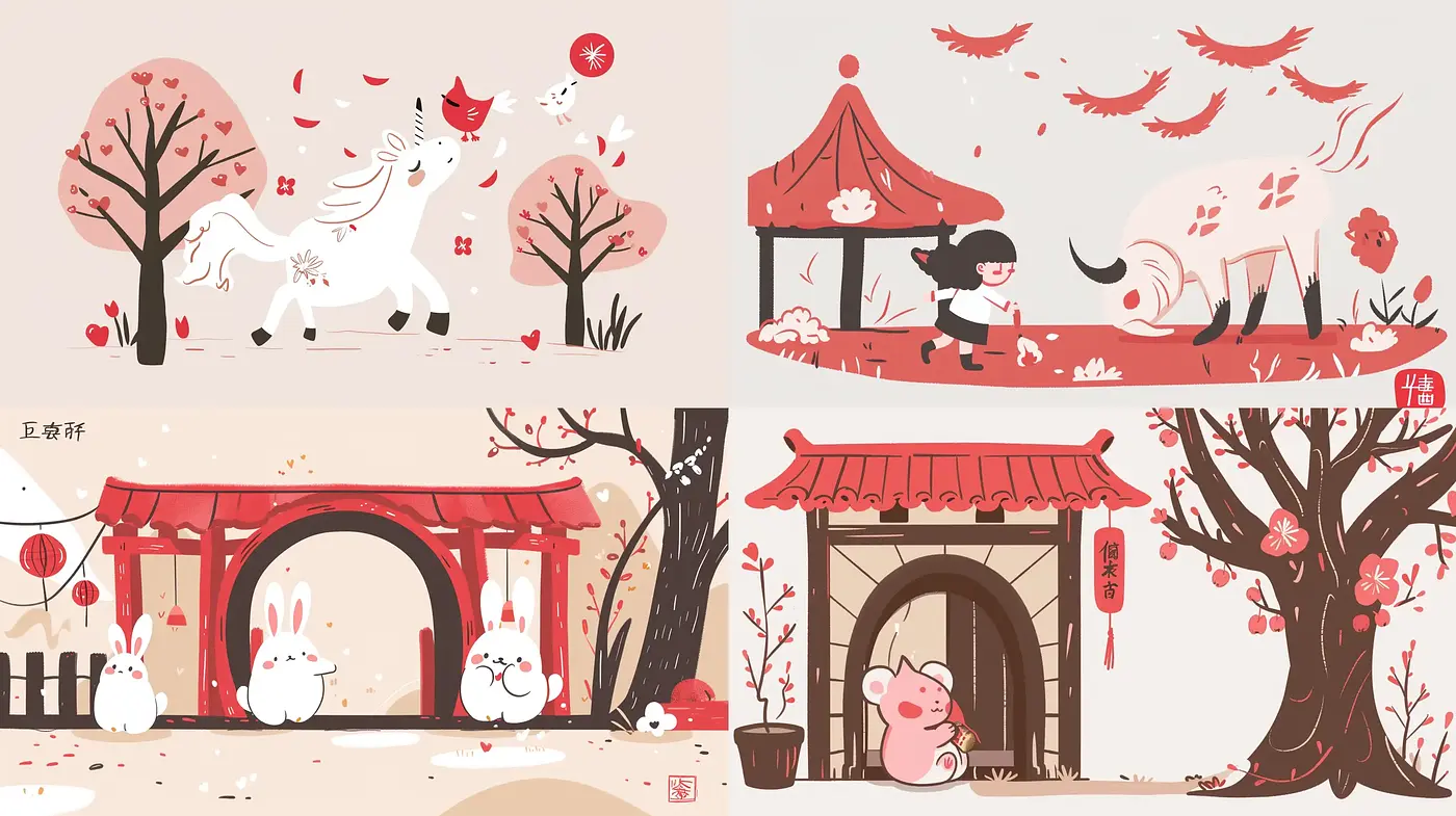 Whimsical Eastern Folklore Storybook Illustrations - Midjourney sref style