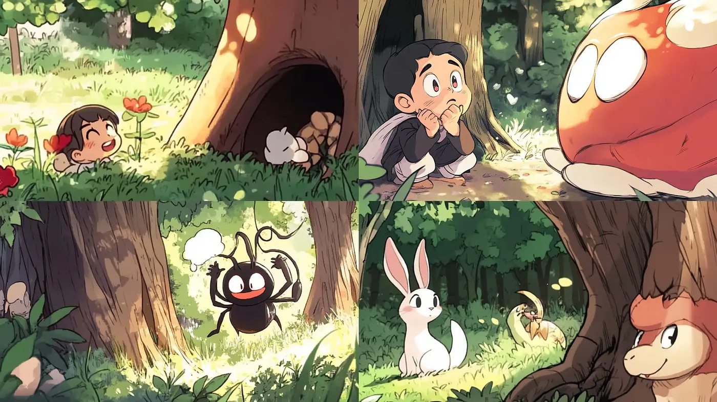 Enchanted Woodland Whimsy: Consistent Animated Harmony - Midjourney sref style
