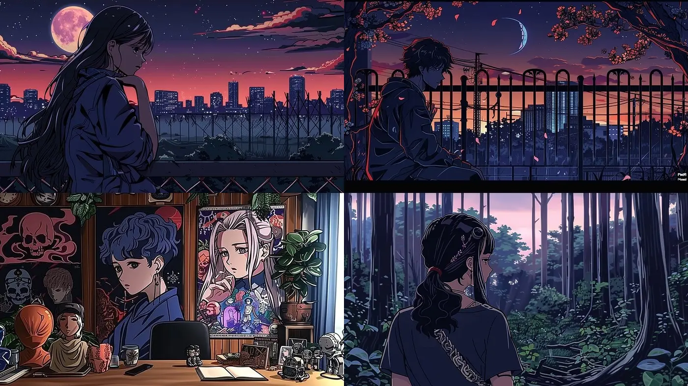 Twilight Hues and Intricate Details: A Homage to Contemporary Anime Artistry - Midjourney sref style
