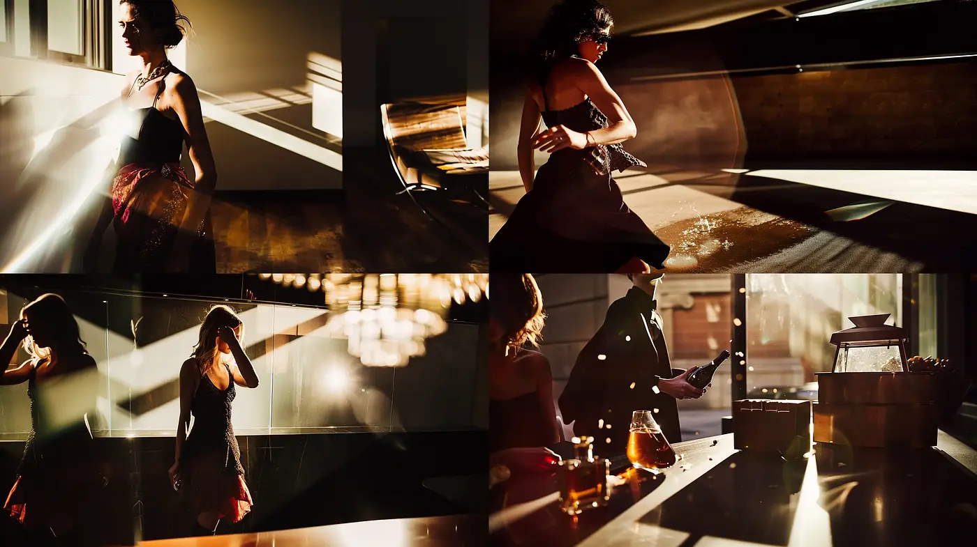 Cinematic Noir Elegance with a Modern Twist - Midjourney sref style