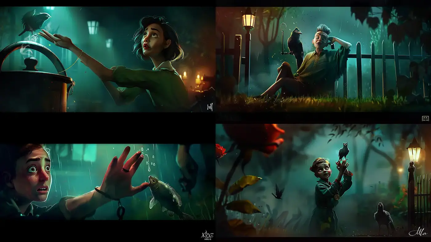 Mystical and Atmospheric Illustrations with Dreamlike Narratives - Midjourney sref style