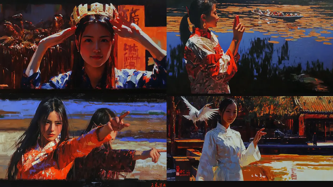Vibrant Impasto Brushwork with Eastern Aesthetics - Midjourney sref style