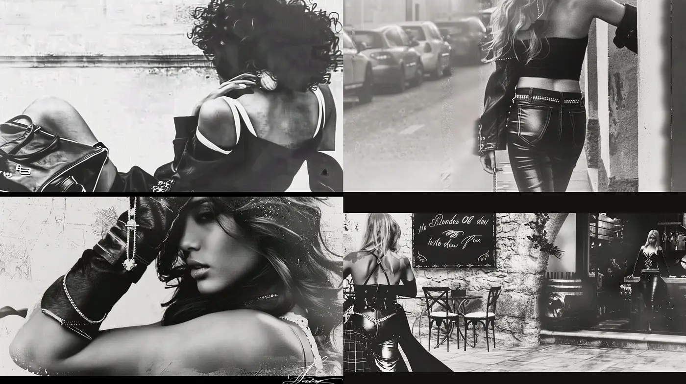 Monochrome Elegance with Contrasting Textures and Dreamlike Ambience - Midjourney sref style