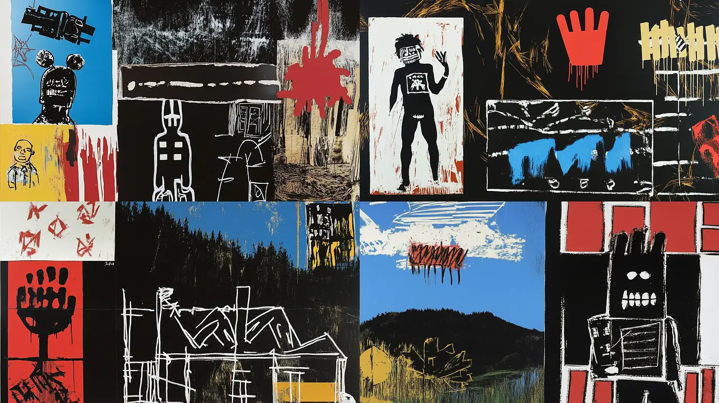 Abstract Figurative Expressions with Bold Contrast and Primal Undertones - Midjourney sref style