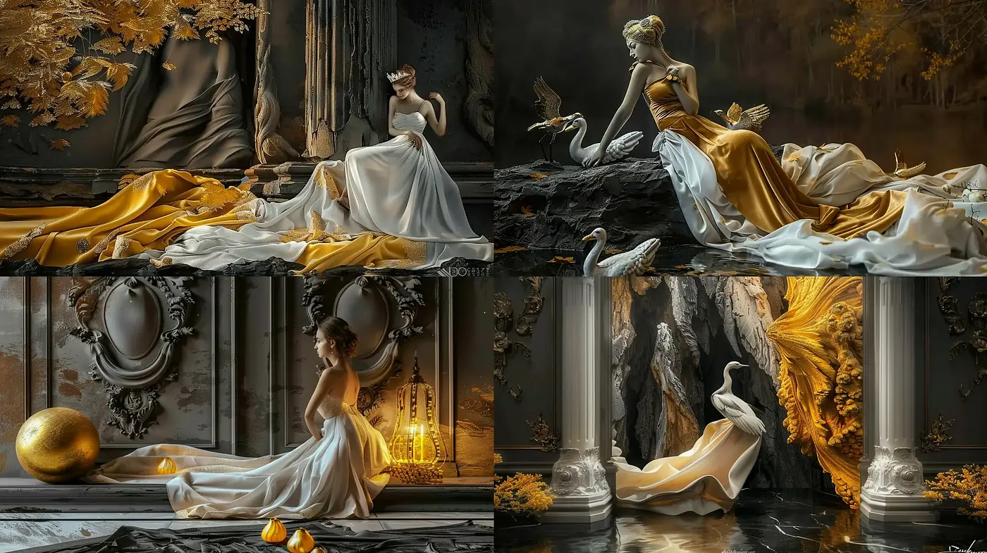 Baroque Elegance with Surreal Twists - Midjourney sref style