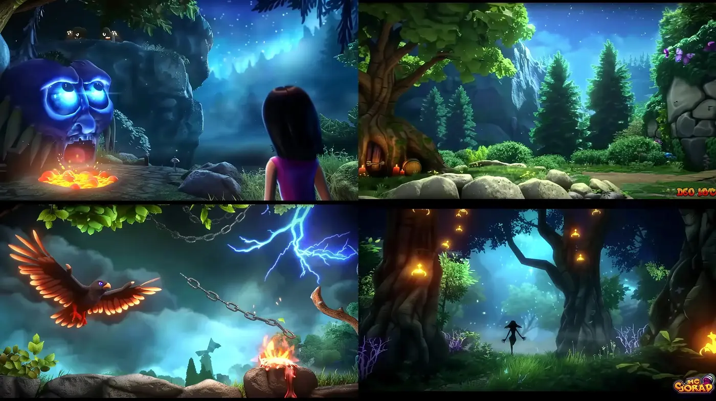 Enchanted Nocturnal Forest: A Fusion of Vivid Colors and Fantasy - Midjourney sref style