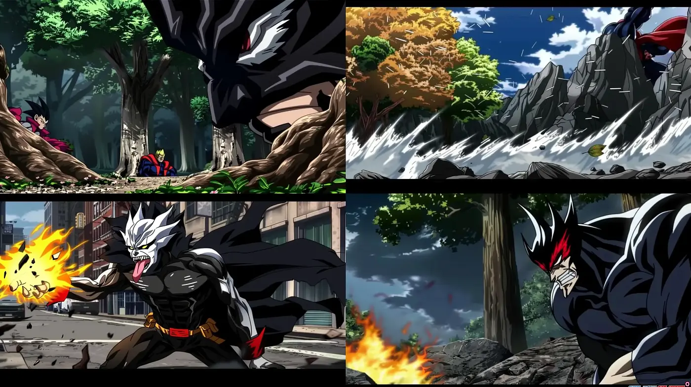Dynamic Anime-Inspired Action with Contrasting Visuals - Midjourney sref style