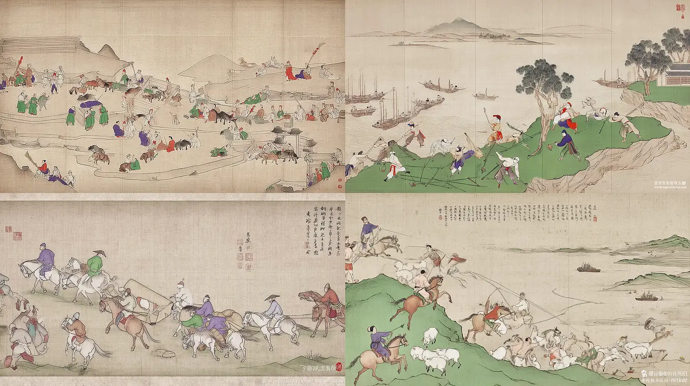 Traditional East Asian Narrative Art with Naturalistic Elements - Midjourney sref style