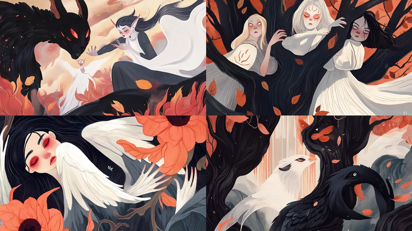 Ethereal Autumn Elegance: A Fusion of Mythical Grace and Natural Harmony - Midjourney sref style