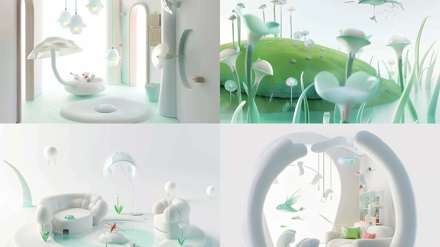 Serene Pastel Dreamscape: A Harmonious Blend of Soft Hues and Fluid Forms - Midjourney sref style