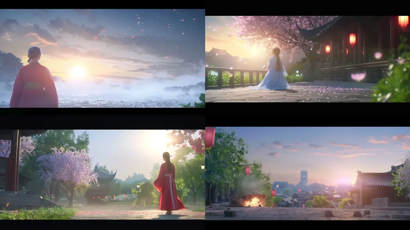 Ethereal Dawn and Dusk: A Serene Fusion of Traditional Asian Aesthetics with a Dreamy Atmospheric Glow - Midjourney sref style
