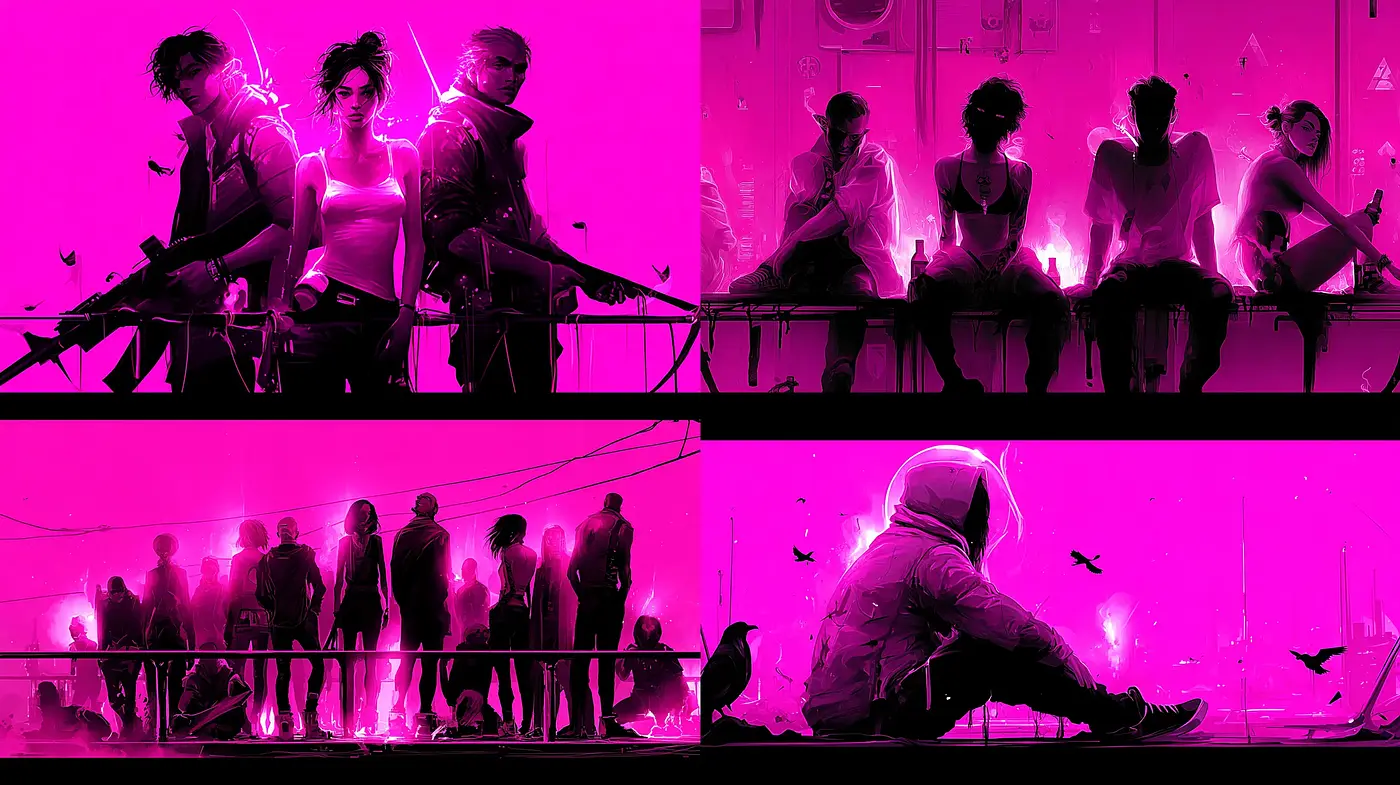 Futuristic Neon Aesthetic with a Cyberpunk Edge and Moody Atmosphere - Midjourney sref style
