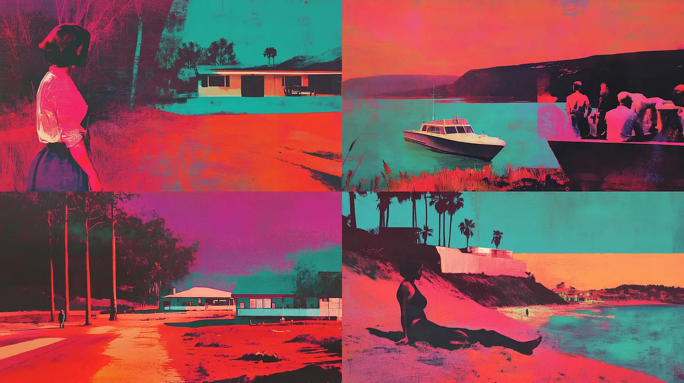 Vibrant and Retro-Futuristic Coastal Vibes - Midjourney sref style