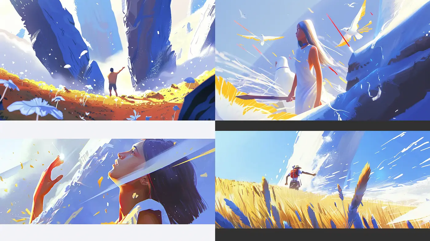Luminous Impressionist Dreamscape with a Dynamic Brushwork Essence - Midjourney sref style