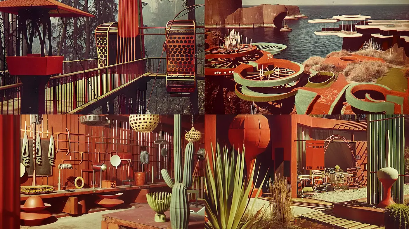 Vibrant Mid-Century Modern Architectural Aesthetic - Midjourney sref style