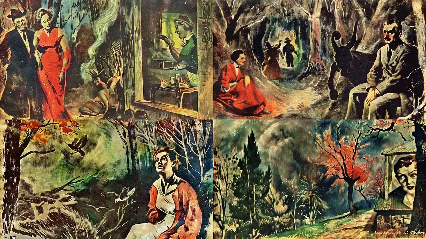 Ethereal Brushwork in Twilight Hues: A Homage to Pictorial Storytelling - Midjourney sref style