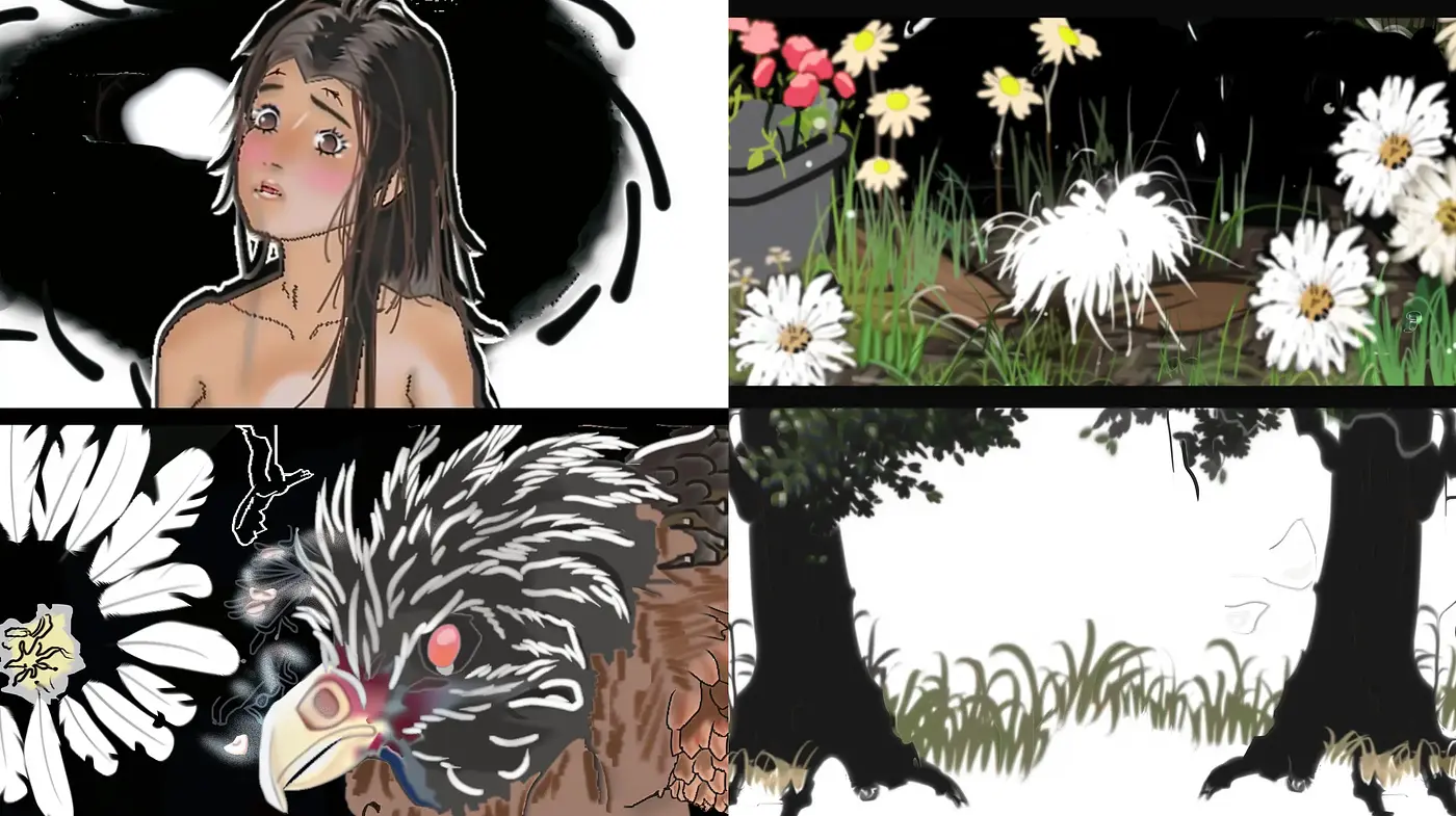 Ethereal Nature-Inspired Dreamscapes with a Manga Touch - Midjourney sref style
