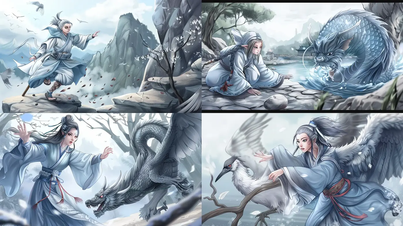 Ethereal Eastern Mythos: A Consistent Style of Fantastical Grace and Elegance - Midjourney sref style