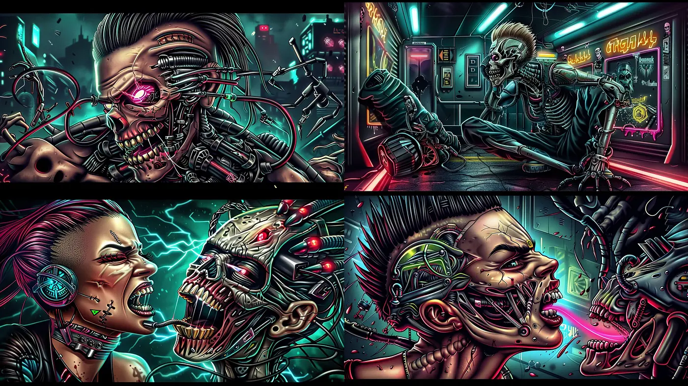 Futuristic Neon Cyberpunk Visions - Midjourney sref style