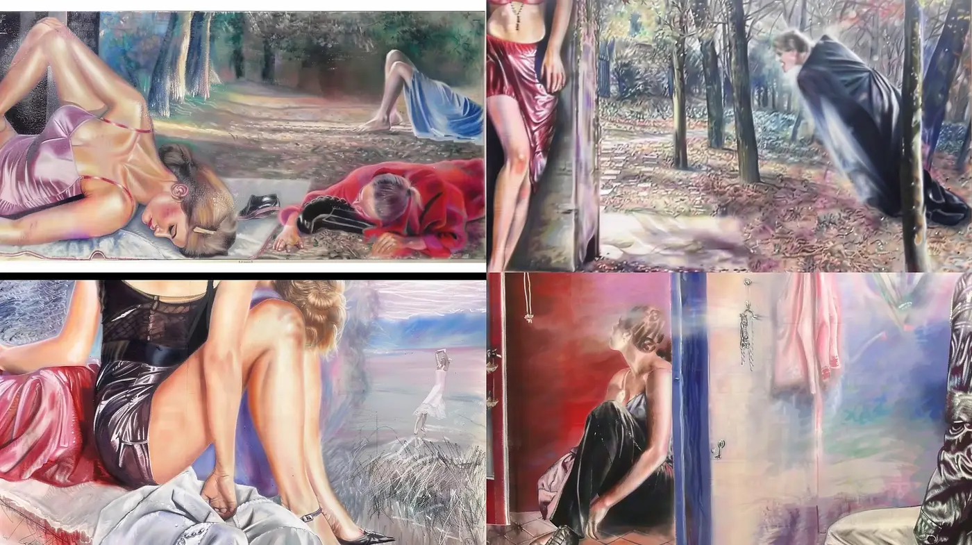 Ethereal Dreamscapes with Vibrant Tonal Blushes and Contemplative Atmosphere - Midjourney sref style