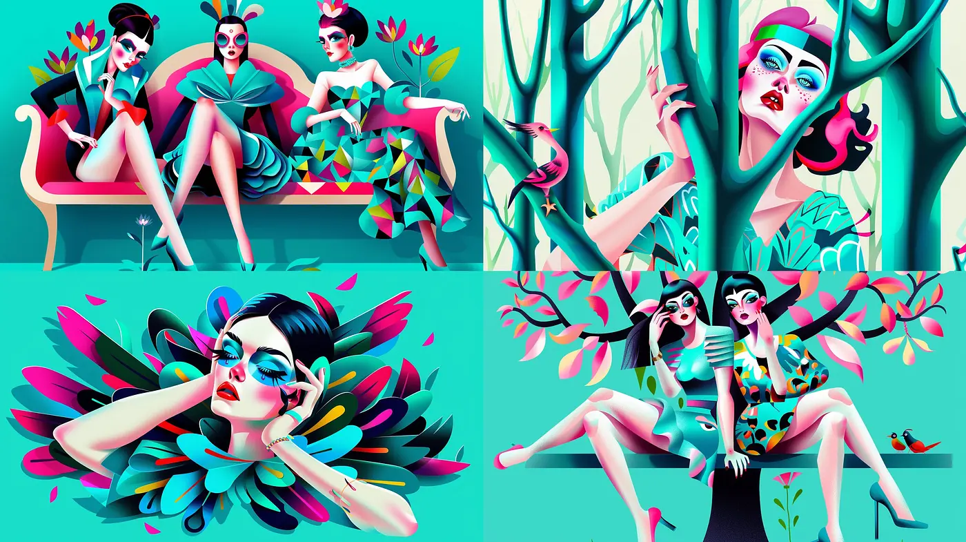 Retro Pop Surrealism with Vibrant Hues and Dreamy Contrasts - Midjourney sref style