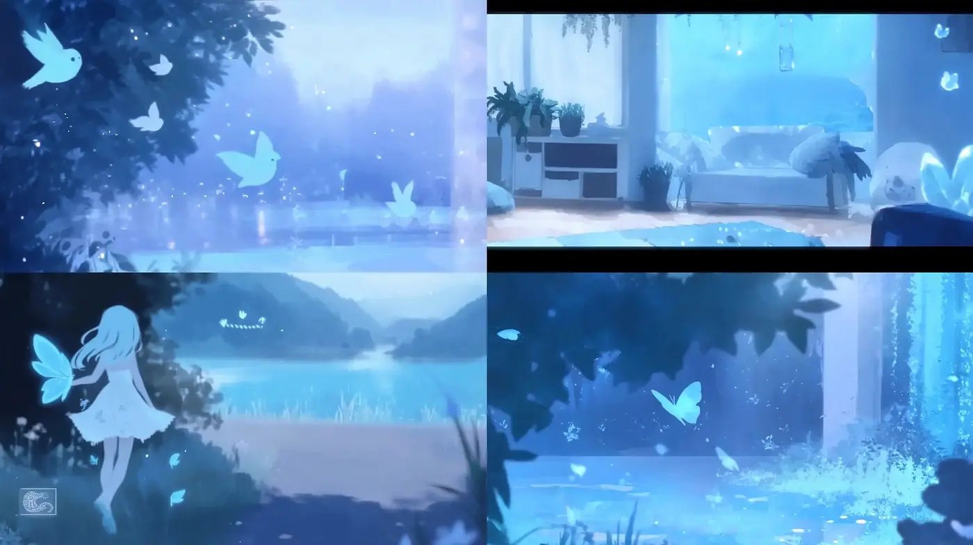 Ethereal Blue Dreamscape: A Harmonious Blend of Serenity and Mystique - Midjourney sref style